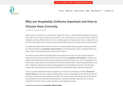 Naseej- Hospitality Clothing Dubai